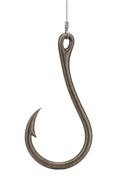 Fishing hook isolated on transparent background, metal fish hook PNG element