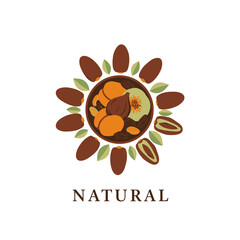 Natural Dried Fruits and Dates Sunburst Logo