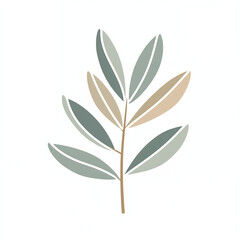 Naklejka premium Leaf illustration in soft pastel colors conveying a serene and calming vibe for modern decor settings