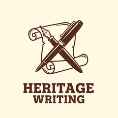 Vintage Heritage Writing Quill Pen Scroll Logo