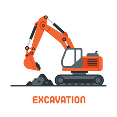 Heavy Duty Excavator Construction Machine Vector