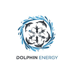 Dynamic Dolphin Energy Water Circle Logo