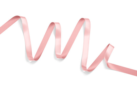 Blank pink satin ribbon mockup, top view