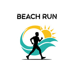 Summer Beach Running Jogging Sport Logo