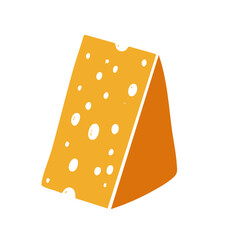 Cheese illustration in woodblock print and rubber stamp style