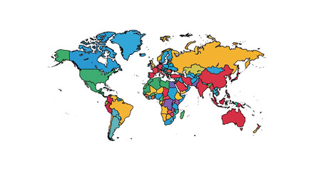 Fototapeta premium world map with countries cartographic representation highlighting global geography for educational presentations on international relations and trade.