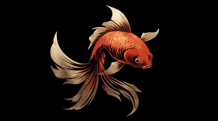 Golden fish logo with metallic shine on dark background. Concept: Luxury logo design, aquatic symbolism, prosperity and balance, modern premium brand identity, and creative elegance.