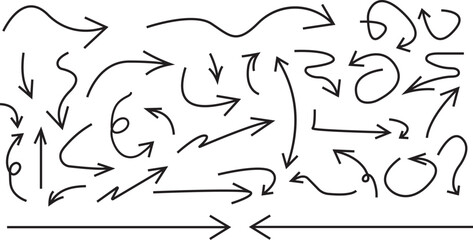 Hand drawn doodle arrows vector set in black and white design