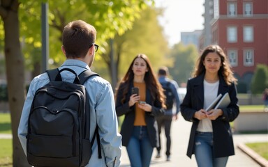 Obraz premium Students near university. High quality