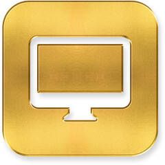 Shiny Gold Computer Monitor Icon