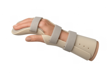 Person bandaging hand with wrist brace for injury support