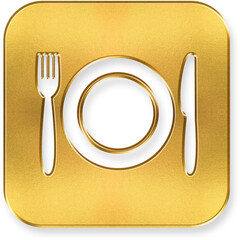 Shiny Gold Plate and Cutlery Icon