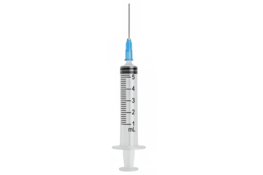 Syringe with needle preparing for injection on transparent background - Powered by Adobe