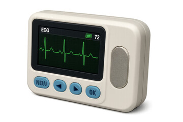 Portable ecg device monitoring heart rate displaying heartbeat