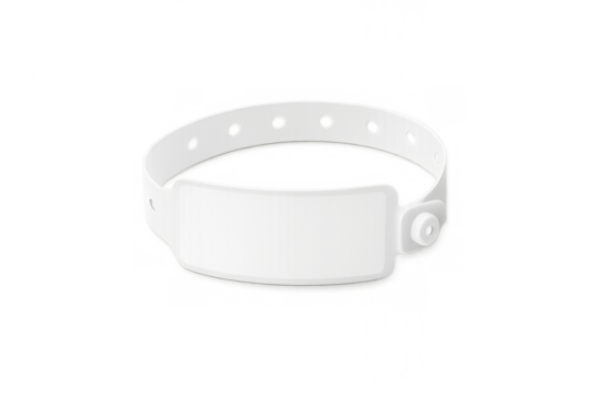 White plastic wristband for identification or security mockup
