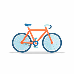 Fototapeta premium Retro-style bike vector icon featuring clean lines and bold shapes, using a blue, green, and orange color palette for a vibrant vintage look suitable for logos, stickers, and graphic design them
