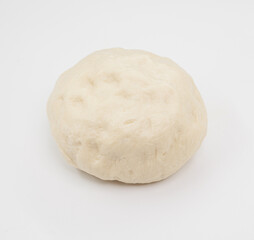 Soft Fresh Dough Ball On White Background For Cooking And Baking