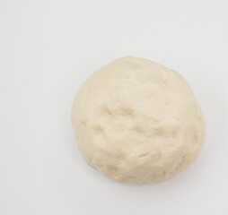 Soft Fresh Dough Ball On White Background For Cooking And Baking