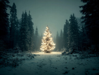 Christmas tree in a forest