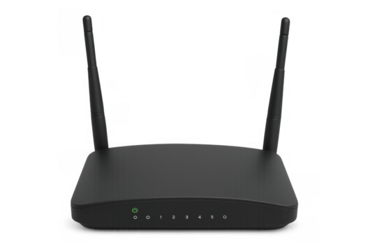 Black wireless wi-fi router for home internet networking