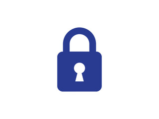Simple blue padlock icon for website security solutions and data encryption services, conveying trust and protection for online business & personal privacy