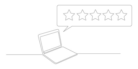 line art of a laptop that received a lot of good feedback and testimonials from customers in the form of a perfect five stars