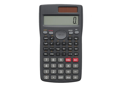 Scientific calculator displaying zero on transparent background