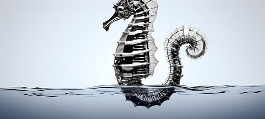 art of seahorse a black and white high contrast full body,generative AI