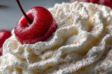 a close-up of the cream on top, showcasing its creamy texture and vibrant color