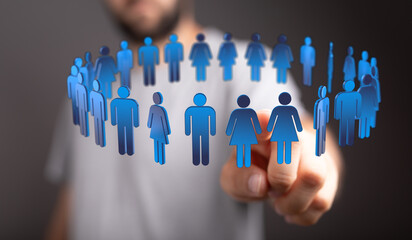 Abstract image of a network of people connecting. Representing teamwork, community, and...