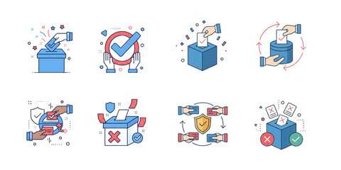 Obraz premium Political Election Voting Vector Icon Set, Democracy Government Concepts