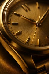 Golden Watch Macro Dial Detail