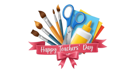 A heartfelt tribute for Happy Teacher s Day presented with artistic flair creativity supplies and a pink ribbon on a