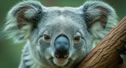 Obraz premium Close-up of a koala on a tree branch in natural habitat