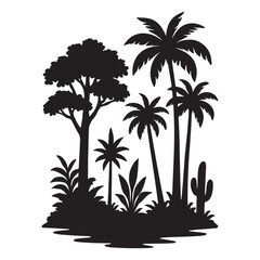 Obraz premium Dense Forest trees silhouette vector