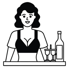 Bartender serving drinks in vector illustration