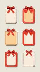 Simple Red Gift Boxes with Ribbons and Blank Cards for Labels