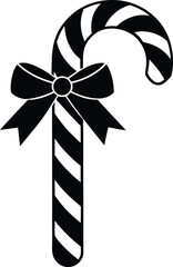 Candy cane with a festive red ribbon bow for holiday celebration