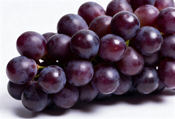 Fresh Purple Grapes on White Background in Close-Up(generated AI)