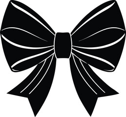Black silhouette and white bow with floral butterfly decoration vector design symbol