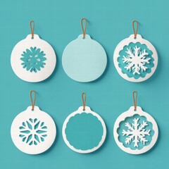 Minimalist Snowflake Cutouts on Vibrant Teal Background