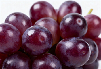 Fresh Purple Grapes on White Background in Close-Up(generated AI)