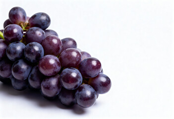 Fresh Purple Grapes on White Background in Close-Up(generated AI)