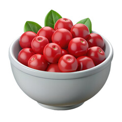 Isolated red cranberries in a bowl