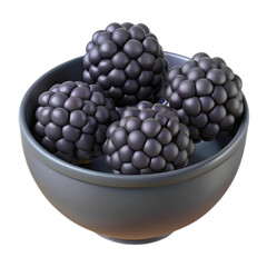 Macro isolated blackberries in a bowl