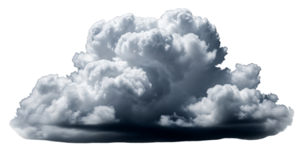 A majestic cumulus cloud, billowing and voluminous, floats serenely against a stark white backdrop, its intricate textures and shadows creating a captivating display of natures artistry, isolated on t