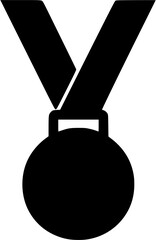 Sports medal vector icon showing round medal with ribbon symbolizing success, victory, and achievement