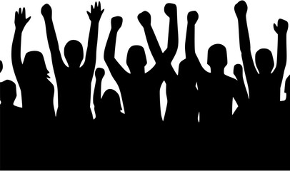 Cheering crowd vector icon showing audience celebrating during sports competition or event