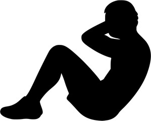 Situp exercise vector icon showing athlete performing abdominal workout for fitness and strength