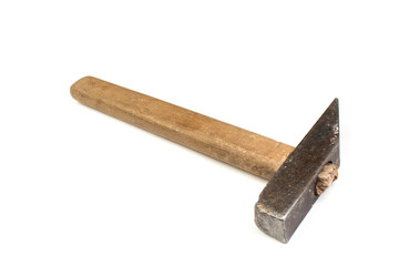 The hammer isolated on white background. Top view.